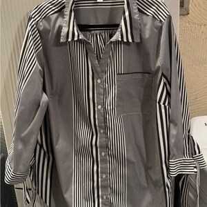 Black and White Striped Women's Dress Shirt. "EST.
1946"
18/20W